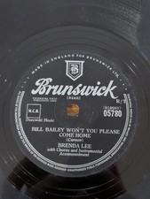 BRENDA LEE - Bill Bailey Won't You Please Come Home. UK Brunswick 78'. Rare 1959