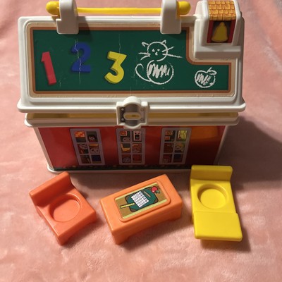 Fisher Price Toy carry case doll storage box Little People Play Go School House