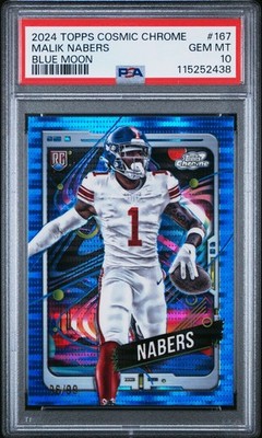 🔌2024 Cosmic Chrome Malik Nabers Blue Moon RC/99 PSA 10 LOW POP ICY 2025 PAIR?