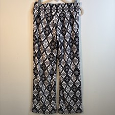 Y2K Vtg Cache Geometric Palazzo Pants Black White Wide Leg Lined 8