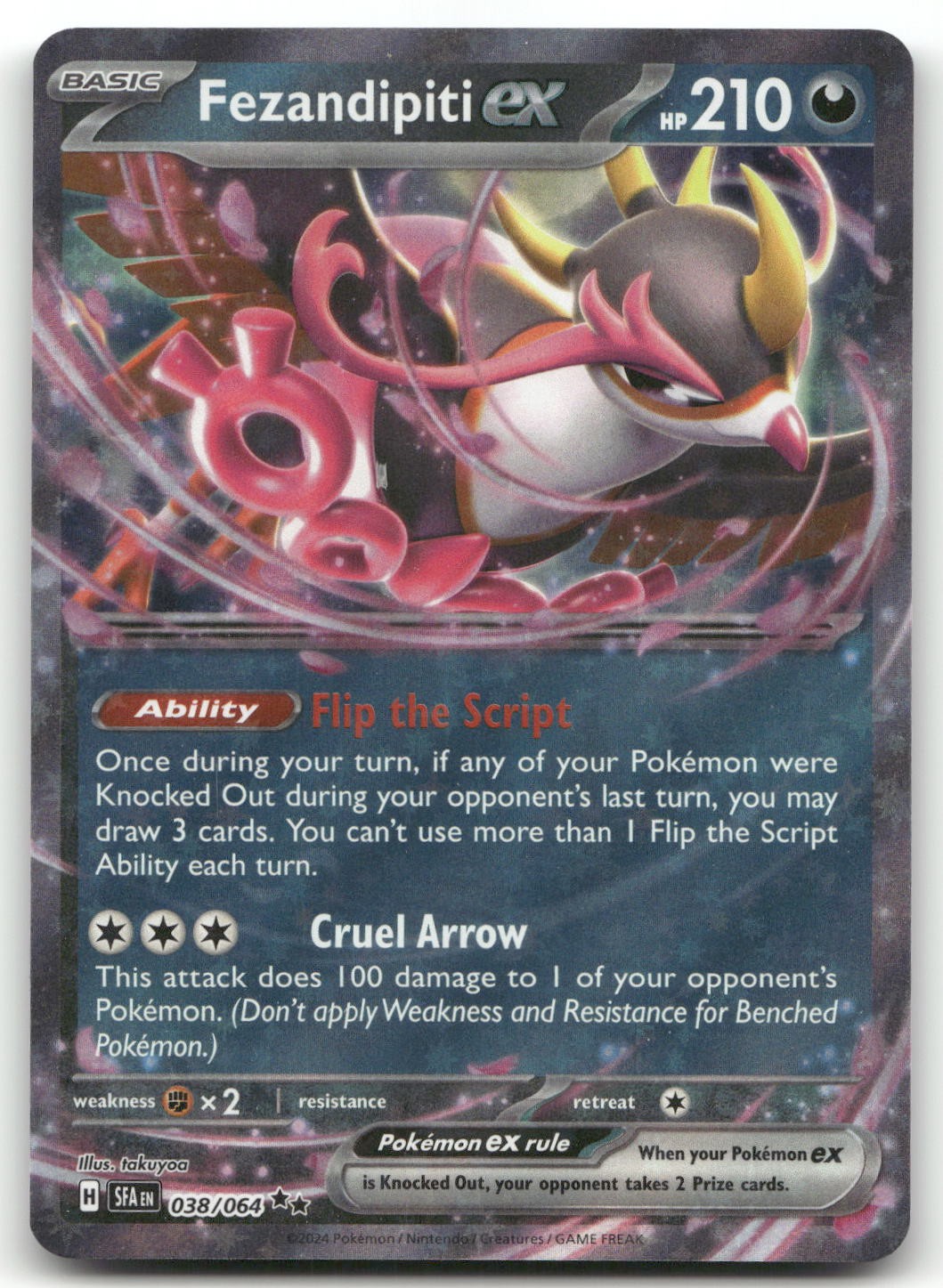 Fezandipiti ex - 038/064 #38/64 (Holo) (LP) SV: Shrouded Fable SFA Pokemon