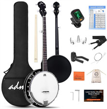 Banjo 5 String Full Size Banjoes Set, 38 Inch Beginner Banjo Kit with Resonator,