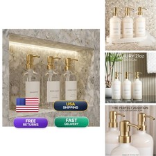 KIBAGA Shampoo and Conditioner Dispenser Set of 3 - 21oz Clear with Pump and