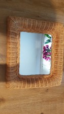 Vintage Natur Korb Rattan Wandspiegel Landhaus Boho Retro