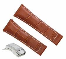 LEATHER STRAP BAND FOR ROLEX DAYTONA 16520 116519 TAN WS REGULAR  STEEL CLASP