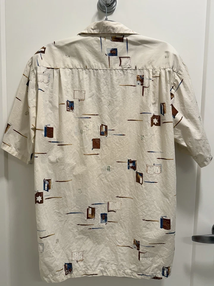Camisa Aloha Años 50 De Colección Hawaiana Surf Pacífico MFG Oriental Algodón Lazo Libro Raro M Foto 2 de 4
