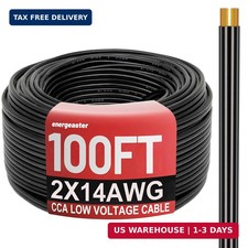 Energeaster 100FT 14 Gauge 14/2 Low Voltage Landscape Wire Black