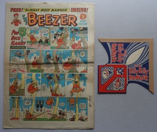 Beezer comic #34 Sep 8 1956 Free Gift The Hilly Billy Banger Rare GD FN