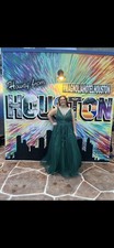 Forest Green Formal Dress With Sparkles And Pockets And An Open Back.