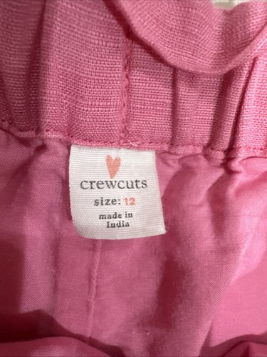 NUOVO Crewcuts pantaloncino rosa bambina taglia 12 cotone/lino elastico in vita - Foto 2 di 5