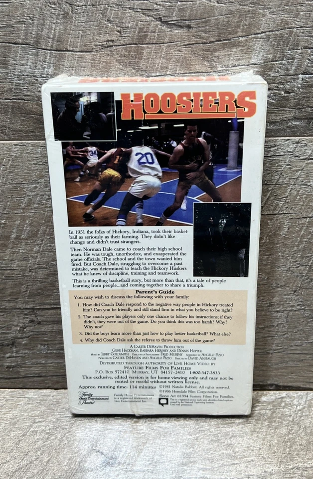 Hoosiers (1986) - (VHS, 1994) - GENE HACKMAN - Brand NEW Factory Sealed! - Image 3 of 4