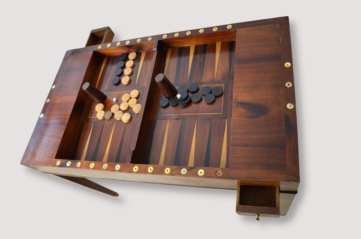 Table à Jeux Portefeuille XIXe Marqueterie Hollandaise, Tiroir Façade Doré à L’or Fin