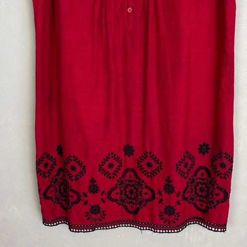 Talbots shift dress size 16 pintuck red embroidered sleeveless knee length linen - Picture 3 of 11