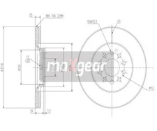 2pcs Brake Disc Maxgear 19-0760 Front Axle for Audi A4 A6
