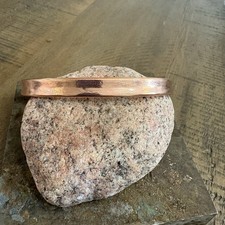 Pure Bare Copper Men s Thin Slim Handmade Cuff Bracelet Smooth Shiny Finish