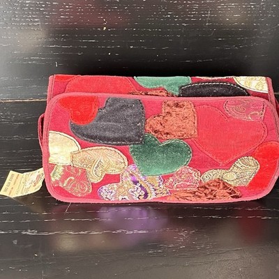 Vintage Lucky Brand Patchwork Heart Cosmetic Bag Magnetic Closure Original Tags