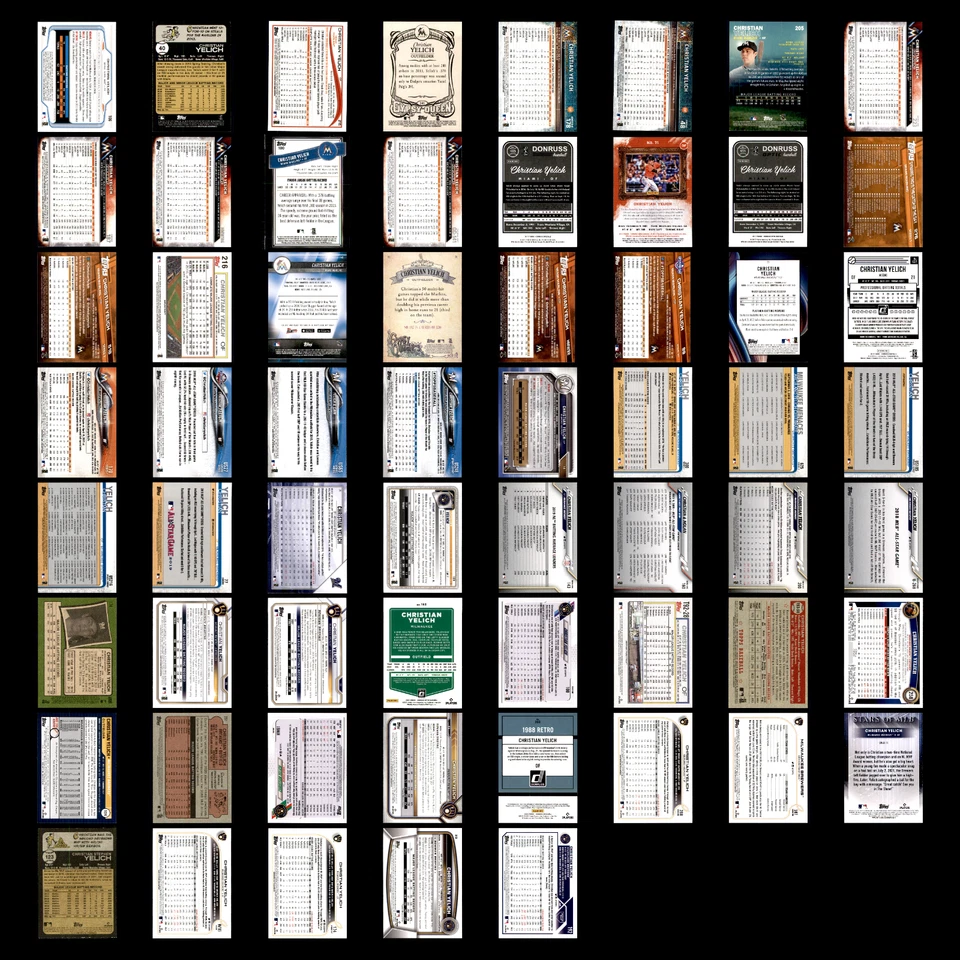 Christian Yelich Lote 61 Tarjetas de Béisbol Diferentes 2014-2023 Marlins/MIL Brewers Set Foto 2 de 4