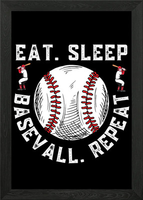 Eat Sleep Baseball Wiederholung gerahmtes Wandbild Poster Leinwanddruck Bild