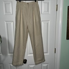 Vintage Calvin Klein Pants Womens Beige Linen Blend Sz 8 Made In US