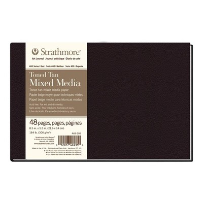 Strathmore 469-305 Hardbound Mixed Media Art Journal, 8.5 x 5.5, Toned Tan, 48 P