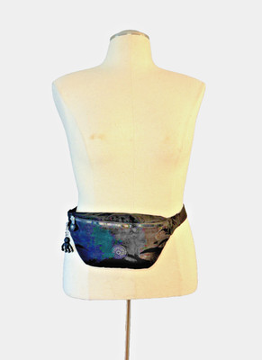 Kipling Fanny Pack Hip Waist Bag Black Nylon Belt Gorilla Charm Keychain EUC
