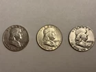 Lot Of 3 90% Silver Franklin Half Dollars. 1.085 troy ounces of silver!!!!!!