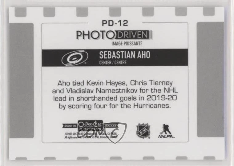 2020-21 O-Pee-Chee Platinum Photo Driven Sebastian Aho #PD-12 - Image 2 of 2