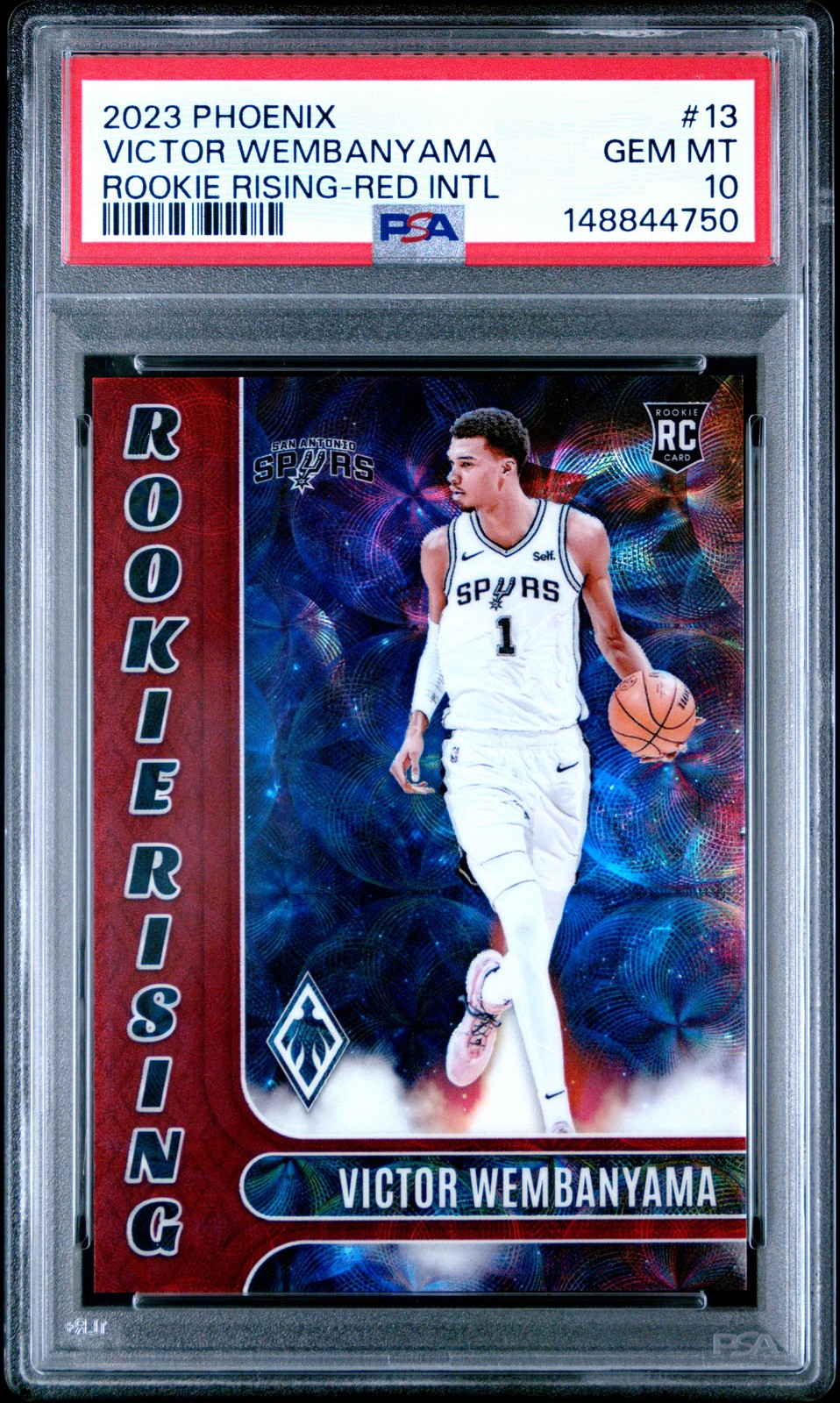 2023 PANINI PHOENIX ROOKIE RISING #13 VICTOR WEMBANYAMA 21/75 PSA 10