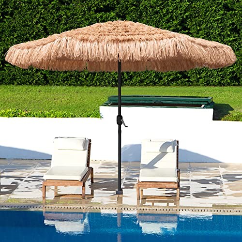 9ft Hula Thatched Tiki Umbrella Hawaiian Style Beach Patio Umbrella and 8 - Picture 2 of 7