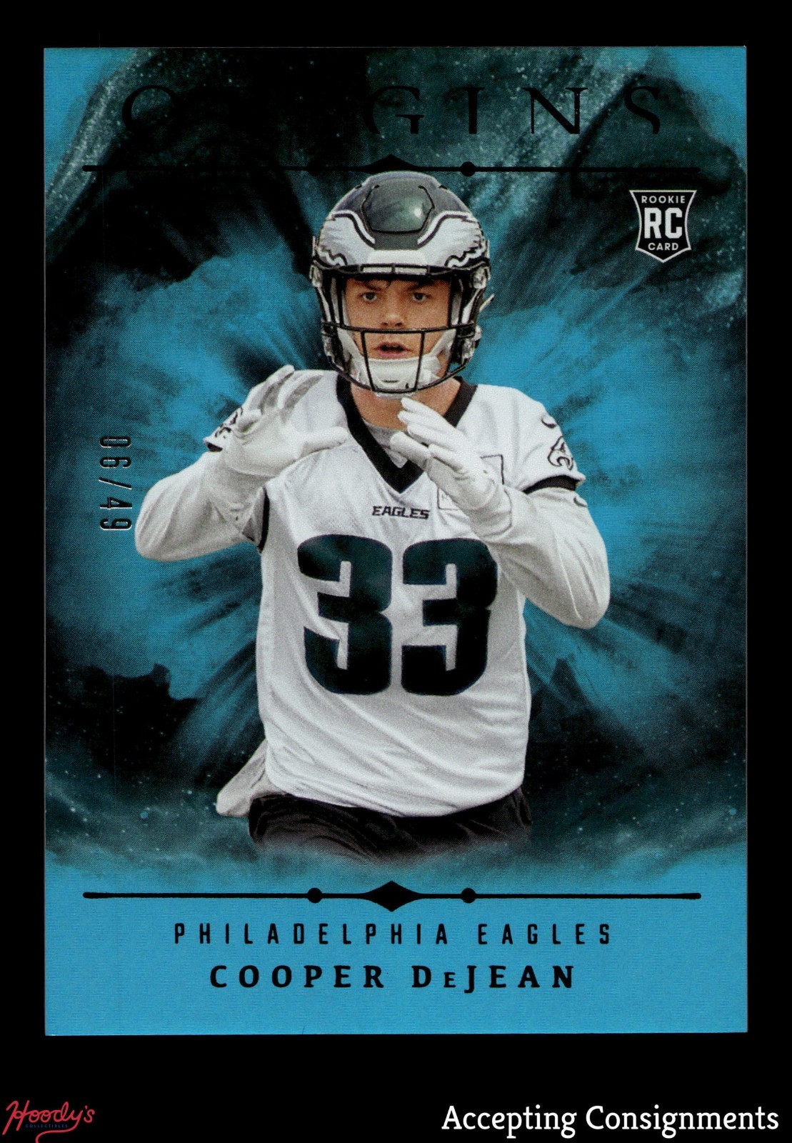 2024 Panini Origins Holo Turquoise #127 Cooper DeJean RC ROOKIE EAGLES 06/49