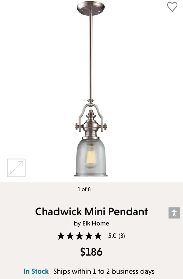 Chadwick Elk Home 迷你吊坠。 20 世纪灵感复古照明! — 第 2/4 张图片