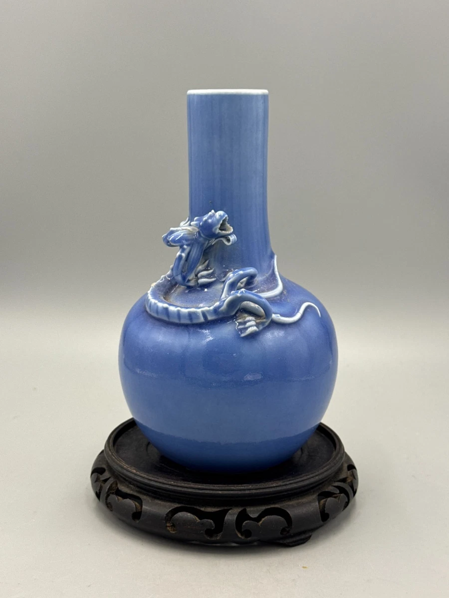 蓝色中国古董花瓶| eBay