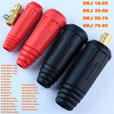 Schwarz/Rot Kupfer Stecker Buchse Kabelverbinder Schweißer Schnellmontage Buchse Stecker - Bild 1 von 4