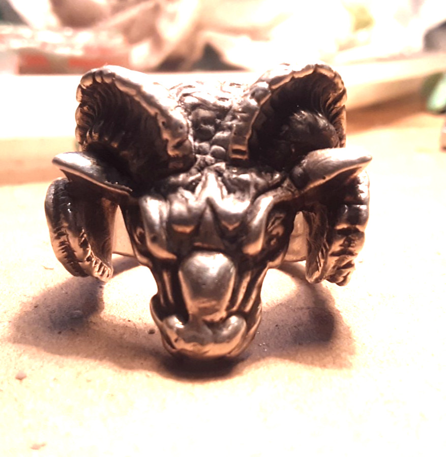 Heavy Solid Silver Aries Ram Ring - image 1