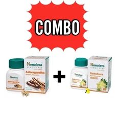 Combo of Himalaya GOKSHURA + ASHVAGANDHA 60 Tabs each Men Wellness FREE SHIP
