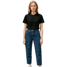 Tommy Hilfiger Women's Adaptive Tommy Embroidery Fit Jeans With Magnetic Closure