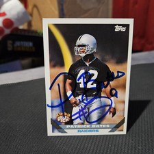 Autographed Signed Patrick Bates 1993 Topps Football Rookie Card #314. rookie card picture