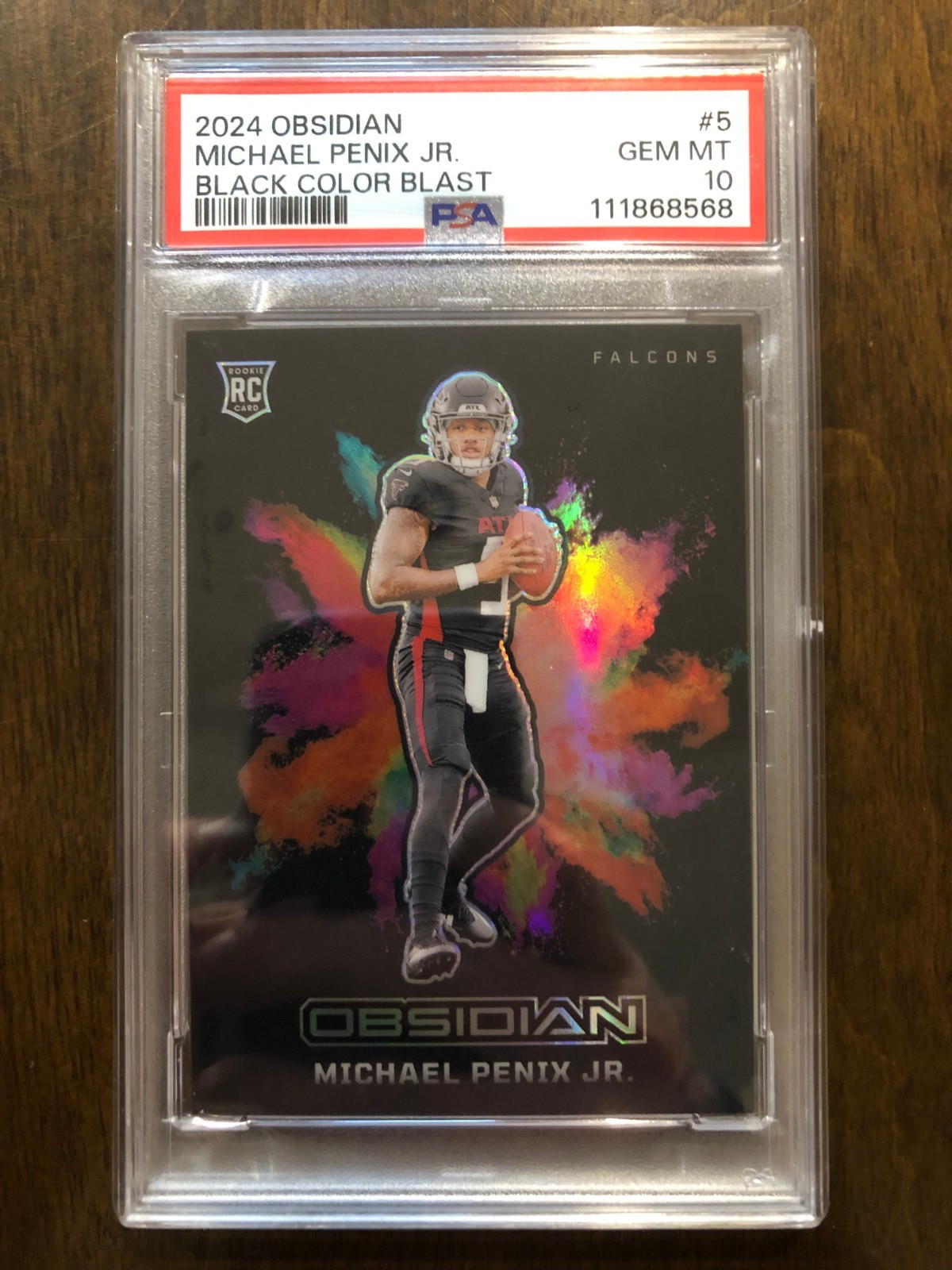 Michael Penix Panini Obsidian Black Color Blast #5 Base