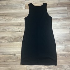 A New Day Shift Dress Sz Medium Black Solid Ribbed Sleeveless Stretch Round Neck