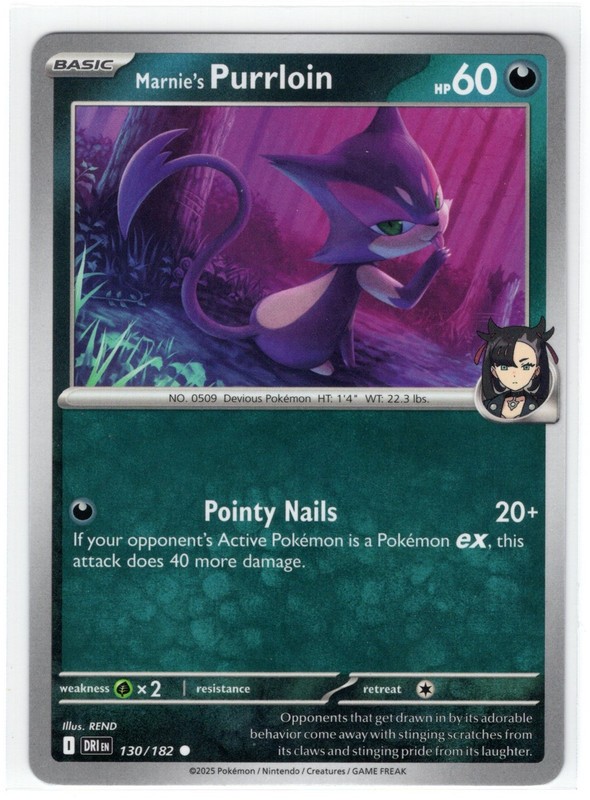 Pokemon Destined Rivals - 130/182 Marnie's Purrloin