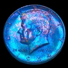 Kennedy Half Dollar 1964 About Uncirculated 90% Silver Monster Rainbow Toning