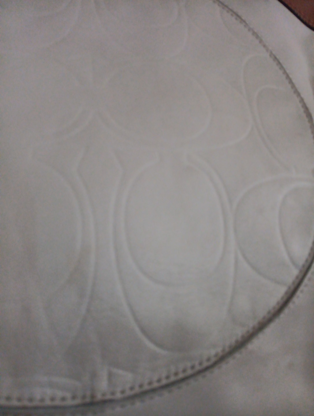 Coach XL White And Brown Leather Bag With Large Circle Embossed Signature On... image 2