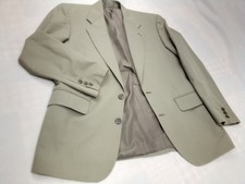 42 Gianelli Men's Blazer Jacket 42R Green Khaki Cotton Poly, Length 32