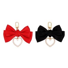 2Pcs Bow Knot Keychain, Cute Bag Charm Keyring for Women Purse, 2 Colors