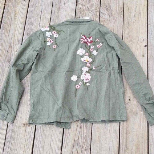 Roly Poly floral embroidered button up jacket green multicolor small - Picture 7 of 8