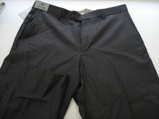 NWT MENS STAFFORD COMFORT STRETCH DARK GRAY FLAT FRONT PANTS WOOL