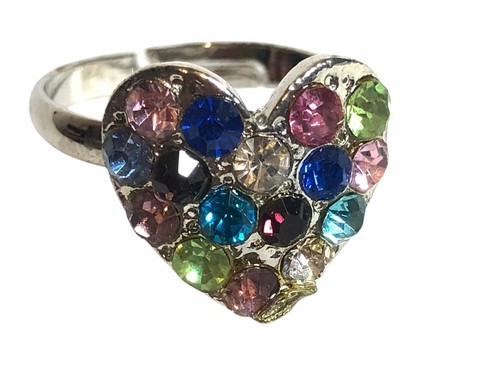 Adjustable Heart Women Ladies Girls Resizable Diamante Finger Rings Party Gift - Picture 9 of 19