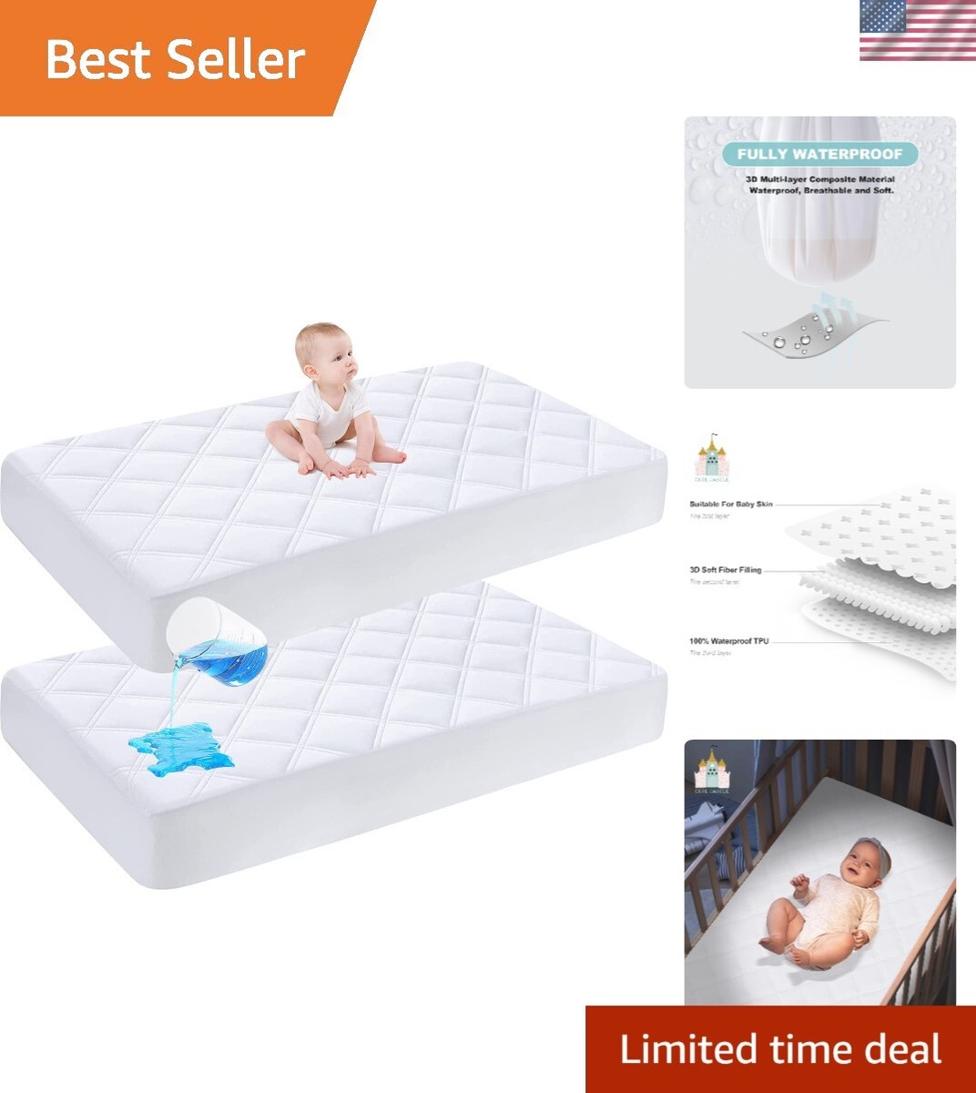 Mini Crib Best Organic Waterproof Crib Mattress Cover Mattress Pad