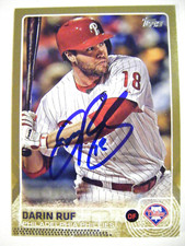 DARIN RUF signed PHILLIES METS 2015 Topps GOLD baseball card AUTO CREIGHTON #662