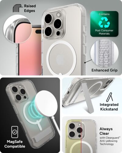 ZAGG Crystal Palace Magsafe Military-Grade Clear Kickstand Case - iPhone 16 Pro - Picture 3 of 8